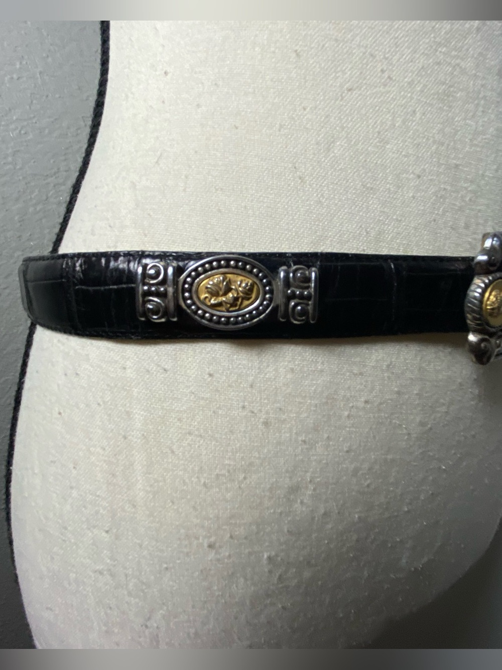 Vintage Brighton Museum Black Croc Leather Coin Belt Size Large - Picture 3 of 9